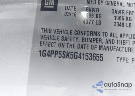 2016 Buick Verano from USA, damaged, VIN 1G4PP5SK5G4153655